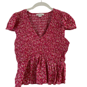 American Eagle Outfitters Red Flutter Sleeve Smocked Blouse size M